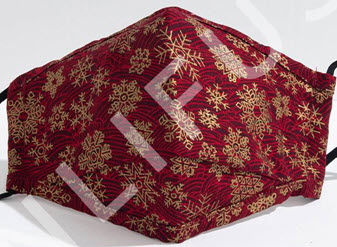 Mascherina con fiocco di neve su sfondo rosso